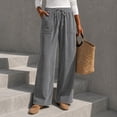 thumbnail image 1 of Stralyhd Wide Leg Pants for Women Corduroy Elastic Waist Drawstring Flowy Fashion Palazzo Trousers with Pockets Fall Vacation Clothes Gray XXL, 1 of 4