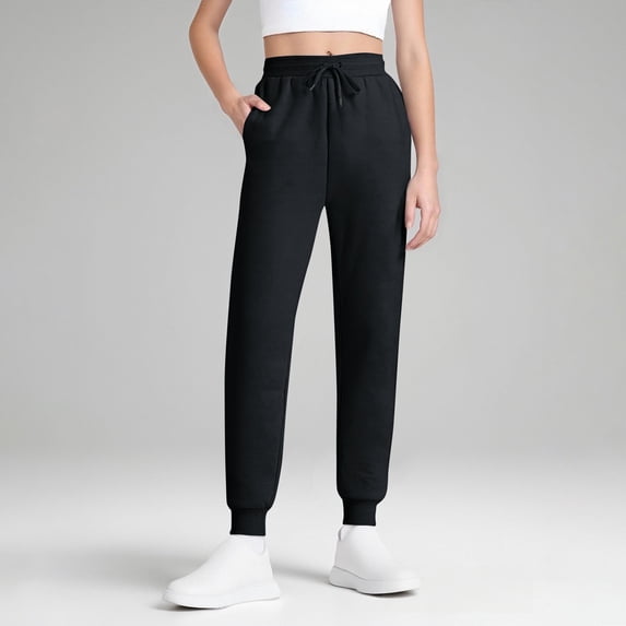 Stralyhd Women Workout Sweatpants Soft Cotton Jogger Splicing Daily Lounge Sweat Pants with Pocket Black M