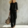 thumbnail image 1 of Stralyhd Women's Two Piece Lounge Set 2026 Summer Oversized Sets Loose Casual Long Outfits Travel Vacation Matching Set with Pockets Black S, 1 of 3