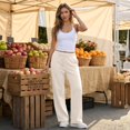 thumbnail image 1 of Stralyhd Women’s Wide Leg Sweatpants Classic Soft Baggy Drawstring Sweat Pants Trendy Elastic High Waist Casual Dressy Fall Trousers with Pockets Beige L, 1 of 5