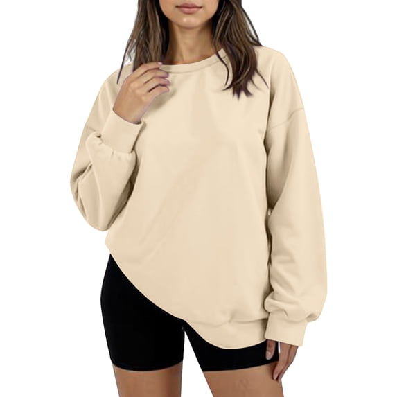 Stralyhd Womens Bright Vibrant Oversized Sweatshirts Hoodies Fleece Crewneck Sweaters Casual Tops Comfy Statement Fall Fashion Outfits Winter Clothes 2026 Khaki S