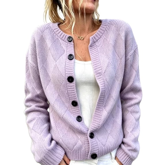 Stralyhd Womens Cardigan Sweaters Casual Button Down Crewneck Oversized Knitted Cardigan Long Sleeve Soft Fall Winter Outwear Cardigans S