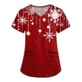 thumbnail image 1 of Stralyhd Womens Christmas Scrub Tops Holiday Prints Medical Nursing Uniform Shirts Stretch Christmas Tree Print Nursing Uniform V Neck Short Sleeve Xmas Shirt with Pockets Red 2XL, 1 of 3