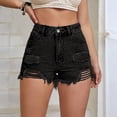 thumbnail image 1 of Stralyhd Womens' Denim Shorts Mid-High Waist Jean Shorts Cut Off Jean Short Ripped Raw Hem Hot Short Distressed Jean Short with Wide Pockets Black M, 1 of 5