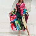 thumbnail image 1 of Stralyhd Womens Plus Size V Neck Lightweight Long Caftan Dresses Batwing Sleeve Summer Beach Cover Ups Holiday Floral Print Maxi Dress 2026 Watermelon Red One Size, 1 of 5