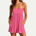 thumbnail image 1 of Stralyhd Womens Romper Athletic Summer Adjustable Strap Short Jumpsuits Hot Workout Square Neck Rompers One Piece Outfits with Pockets Hot Pink L, 1 of 7
