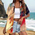 thumbnail image 1 of Stralyhd Womens Shirts Summer Short Sleeve Button Up Colorful Brushstroke Print Top Beach Vacation Trendy Shirt Loose Comfy Y2k Blouse Orange L, 1 of 5
