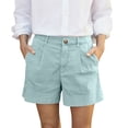 thumbnail image 1 of Stralyhd Womens Shorts Casual Linen Cargo Short 2026 Summer Vacation Dressy Mid-Rise Shorts Basic Shorts with Pockets Cyan XXXL, 1 of 7