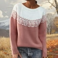 thumbnail image 1 of Stralyhd Womens Sweaters Vintage Knitted Fair Isle Sweater Crewneck Casual Fall Clothing 2025 Long Sleeve Lightweight Boho White Sweater Light pink XL, 1 of 4