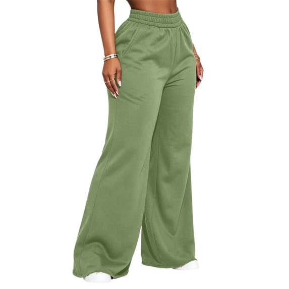 Stralyhd Womens Sweatpants Baggy Wide Leg High Waist Fall Sweat Pants Casual Fashion Pants with Pockets Light Green XL