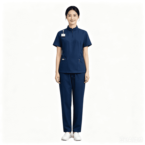 Stralyhd Wrinkle Free Premium Womens Stand Zip Collar Scrubs Set Stretch Nurse Uniform Multi Pocket Jogger Scrub Top Pants Hospital Staff Outfit Dark Blue XXL