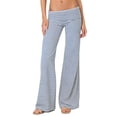 thumbnail image 1 of Stralyhd Yoga Pants Women Fold Over Waist Pants Low Rise Y2k Flared Leggings Sweatpants Color Block Palazzo Pants Blue S, 1 of 7