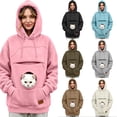 thumbnail image 1 of Stralyhd Zipper Cat Dog Pouch Hoodie for Women Cozy Soft Sweatshirt with Pet Pocket Fleece Pet Care Hoodie Long Sleeve Pet Carrier Pullover Brown M, 1 of 5