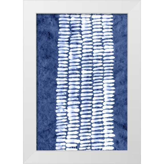 Stramel, Renee W. 11x14 White Modern Wood Framed Museum Art Print Titled - Indigo Primitive Patterns VII