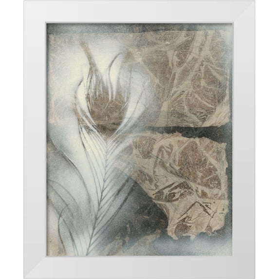 Stramel, Renee W. 12x14 White Modern Wood Framed Museum Art Print Titled - Feather and Stone II