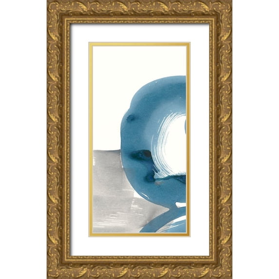 Stramel, Renee W. 14x24 Gold Ornate Wood Framed with Double Matting Museum Art Print Titled - Breaking Blue I