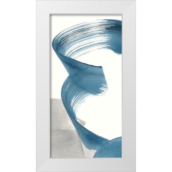 Stramel, Renee W. 14x24 White Modern Wood Framed Museum Art Print Titled - Breaking Blue III
