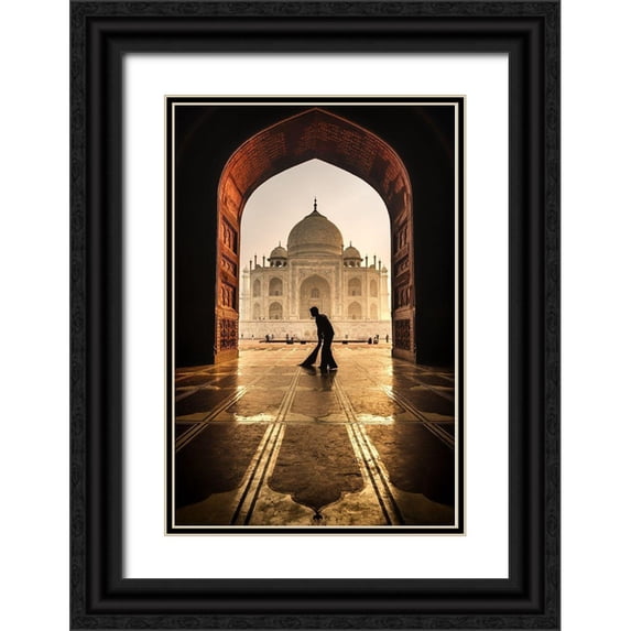 Stranak, Pavol 13x18 Black Ornate Wood Framed with Double Matting Museum Art Print Titled - Taj Mahal Cleaner