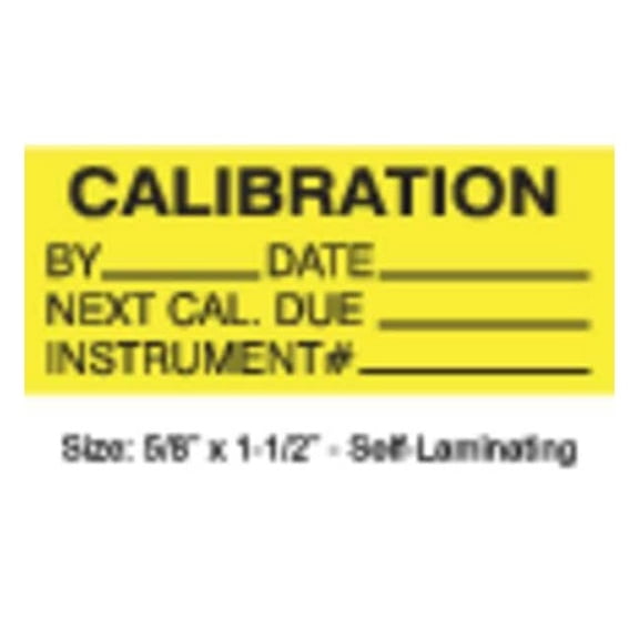 Stranco Calibration Label, ENG, Black/Yellow, PK350, TCFSL2-22135 TCFSL2-22135