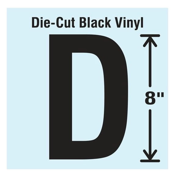 Stranco Letter Label, Vinyl, 8 in H, 4-3/4 in W DBV-SINGLE-8-D