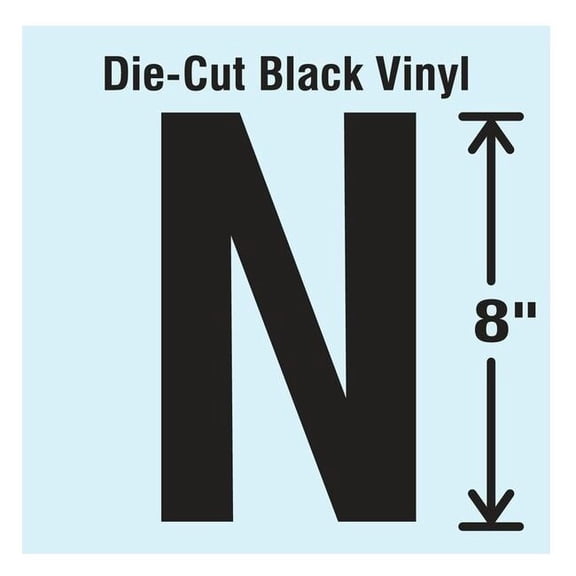 Stranco Letter Label, Vinyl, 8 in H, 4-3/4 in W DBV-SINGLE-8-N
