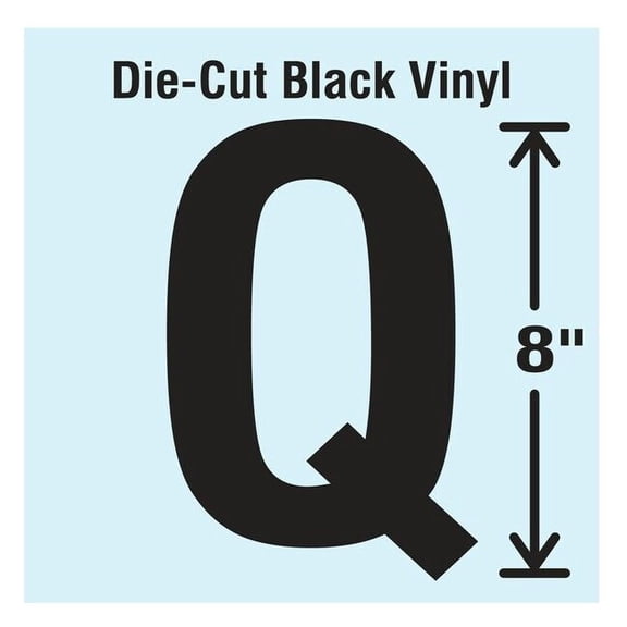 Stranco Letter Label, Vinyl, 8 in H, 4-3/4 in W DBV-SINGLE-8-Q