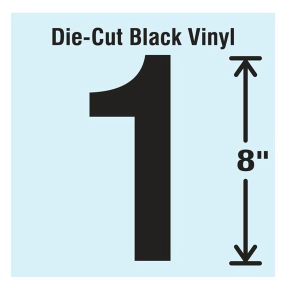 Stranco Number Label, Vinyl, 8 in H, 1-5/8 in W DBV-SINGLE-8-1