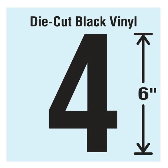 Stranco Number Label, Vinyl, 6 in H, 3-1/4 in W DBV-SINGLE-6-4