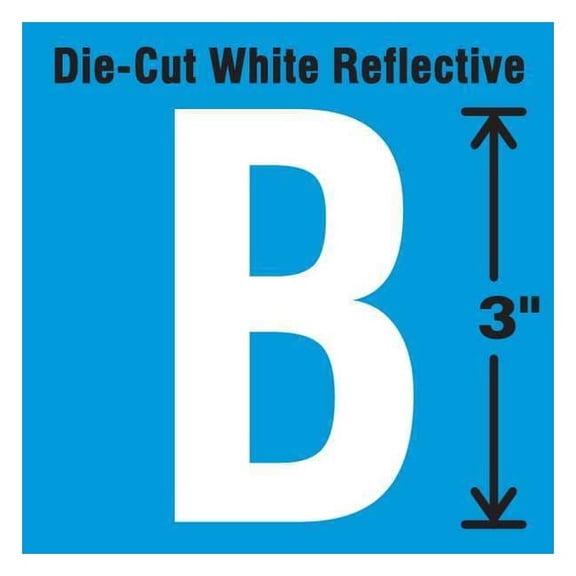 Stranco Die-Cut Refl. Letter Label,B,3In H,PK5 DWR-3-B-5