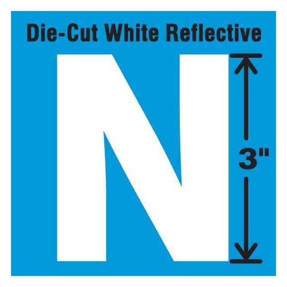 Stranco Die-Cut Refl. Letter Label,N,3In H,PK5 DWR-3-N-5