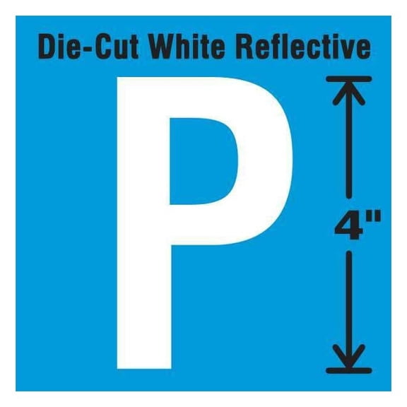 Stranco Die-Cut Refl. Letter Label,P,4In H,PK5 DWR-4-P-5