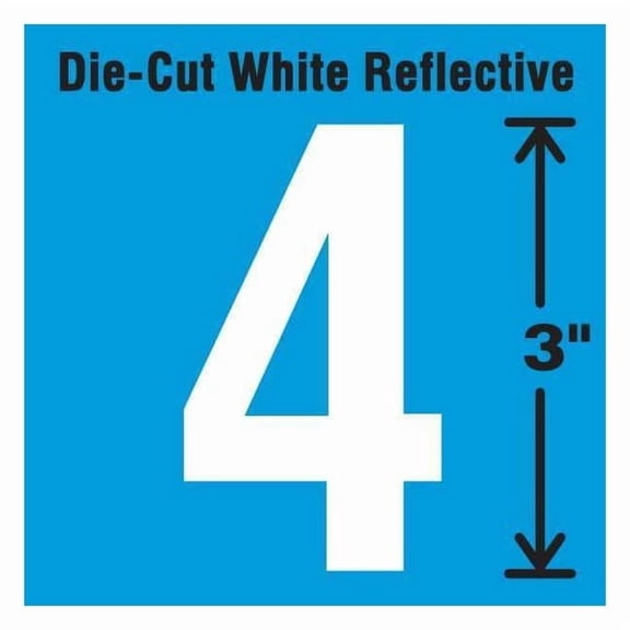 Stranco Die-Cut Refl. Number Label,4,3In H,PK5 DWR-3-4-5