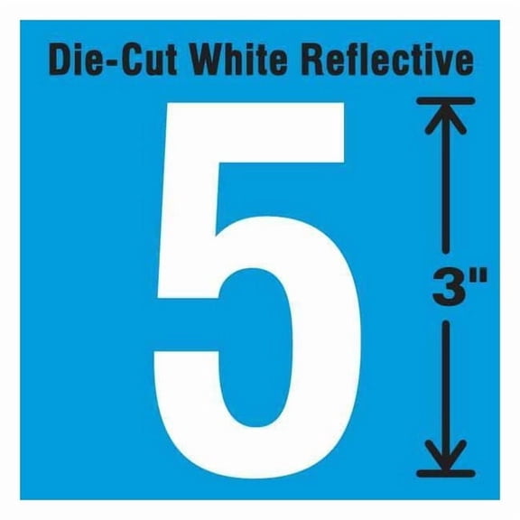 Stranco Die-Cut Refl. Number Label,5,3In H,PK5 DWR-3-5-5
