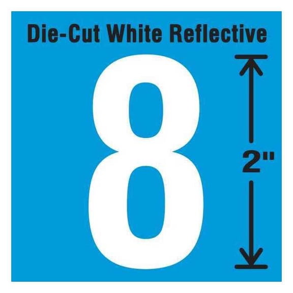 Stranco Die-Cut Refl. Number Label,8,2In H,PK5 DWR-2-8-5