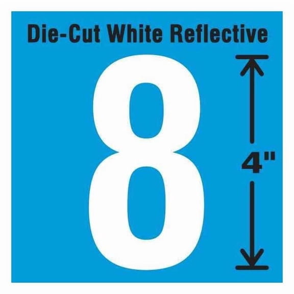 Stranco Die-Cut Refl. Number Label,8,4In H,PK5 DWR-4-8-5