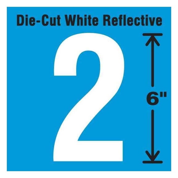 Stranco Number Label, Vinyl, 6 in H, 2-3/4 in W DWR-6-2-EA