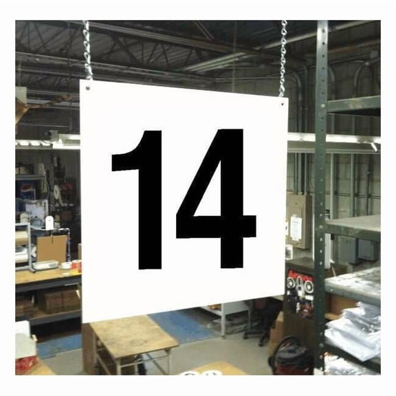 Hanging Aisle Sign, 12 in Height, 12 in Width, PVC Board HPS-FS1212-14