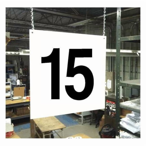 Hanging Aisle Sign, 12 in Height, 12 in Width, PVC Board HPS-FS1212-15