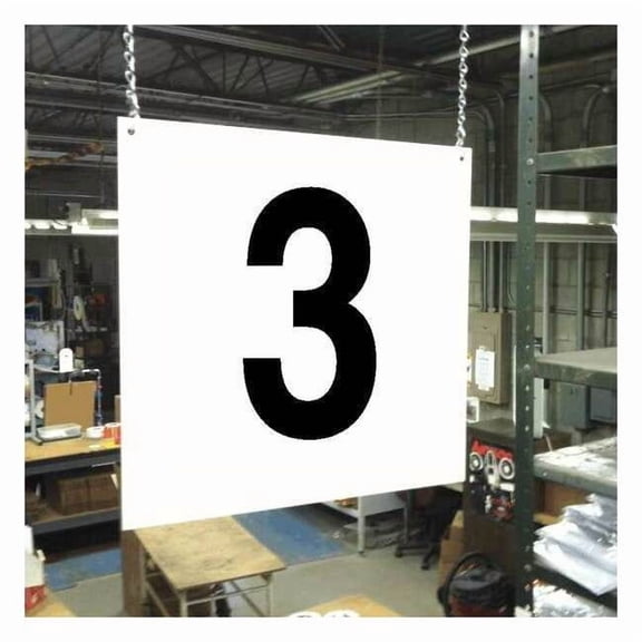 Hanging Aisle Sign, 12 in Height, 12 in Width, PVC Board HPS-FS1212-3