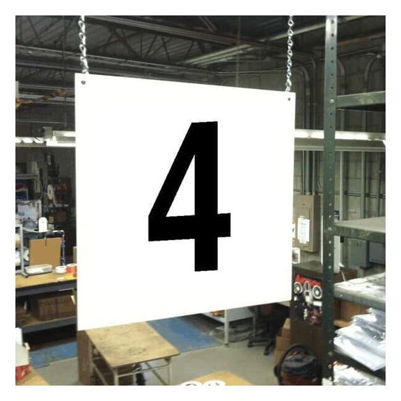 Hanging Aisle Sign, 12 in Height, 12 in Width, PVC Board HPS-FS1212-4