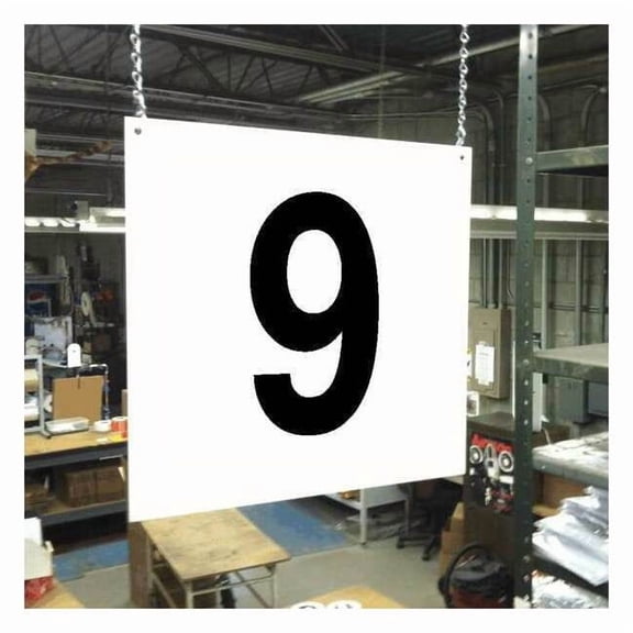 Hanging Aisle Sign, 12 in Height, 12 in Width, PVC Board HPS-FS1212-9