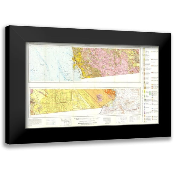 Strand 14x10 Black Modern Framed Museum Art Print Titled - San Diego El Centro Sheet California Mines