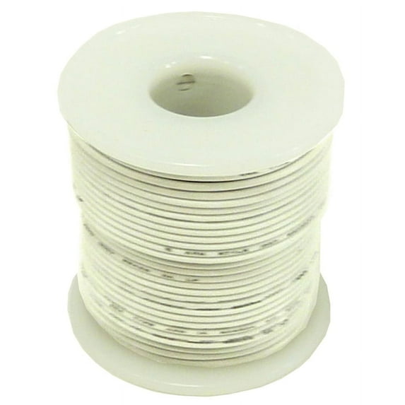 Stranded Hook Up Wire - 22 Gauge, 100 Foot Spool - White (Shade May Vary)