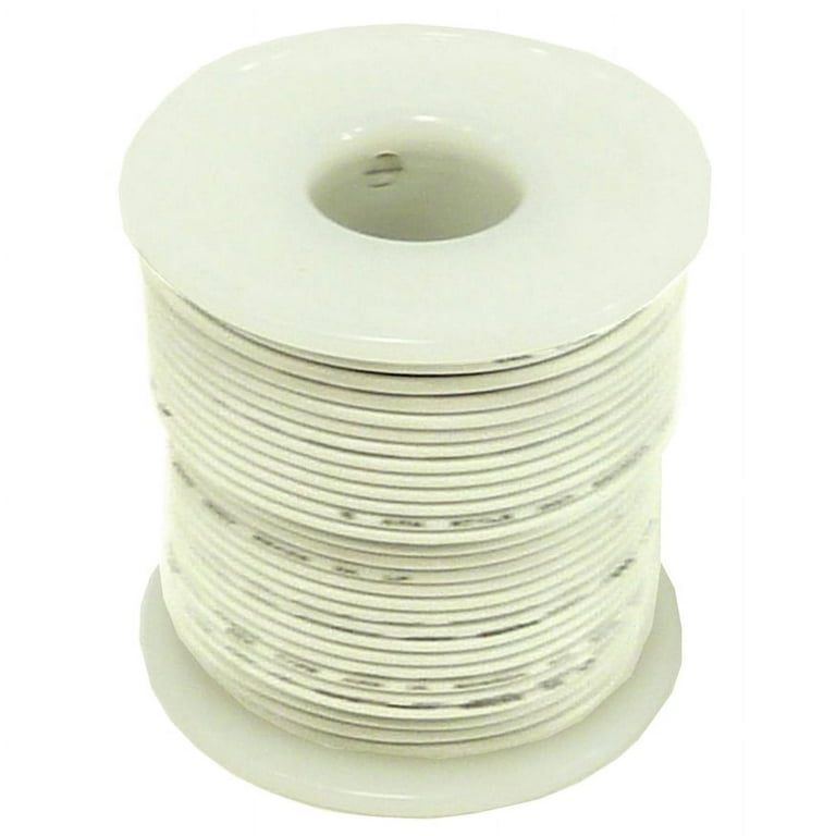 Stranded Hook Up Wire - 22 Gauge, 100 Foot Spool - White (Shade May Vary)