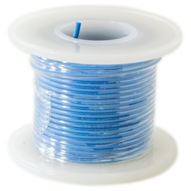 Stranded Hook Up Wire - 22 Gauge, 25 Foot Spool - Blue (Shade May Vary)