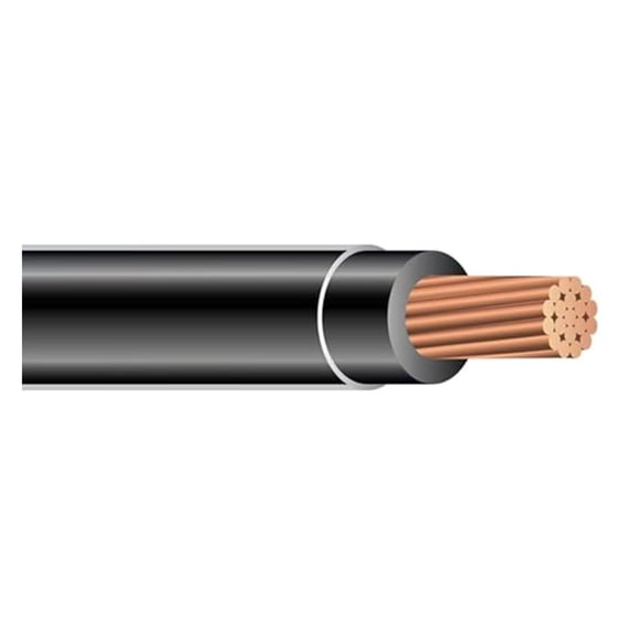Stranded Insulated Copper Building Wire 6 AWG Black 25 Feet