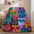 thumbnail image 1 of Strange Cat Funny Cartoon Pattern Print Throw Blanket, 1 of 6
