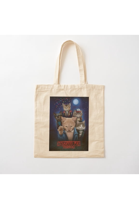 Strange Fur Things Canvas Tote Bags, Reusable Shopping Bag