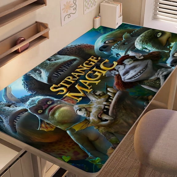 Strange Magic-themed extra-large Non-Slip Base leather Desk Table mat—versatile for computer desks, dining tables, and more.12"x24"(30X60cm)