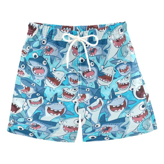 Strange Shark Swim Trunks Quick Dry Beach Pool Board Shorts Lightweight Stylish Print Sizes 2T to XL